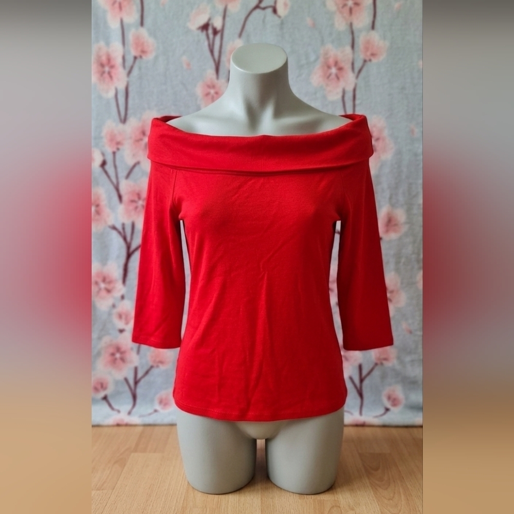 Anthropologie Red Off-the-Shoulder Women’s Top Blouse
